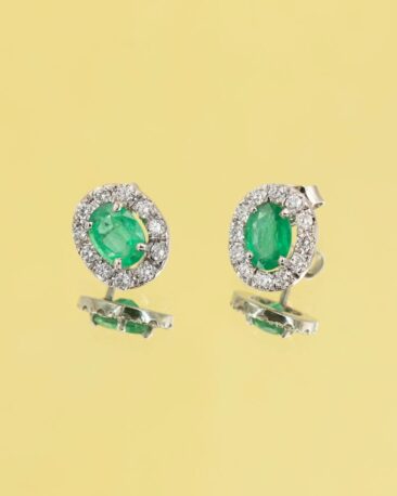 Cercei eleganti MESMERISING BEAUTY cu Smaralde si Diamante Naturale, Aur 18K