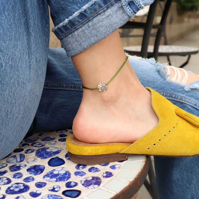 Bratara de picior TAUR, argint 925 pe snur