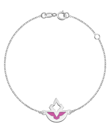 bratara-dama-aur-alb-email-colorat-roz