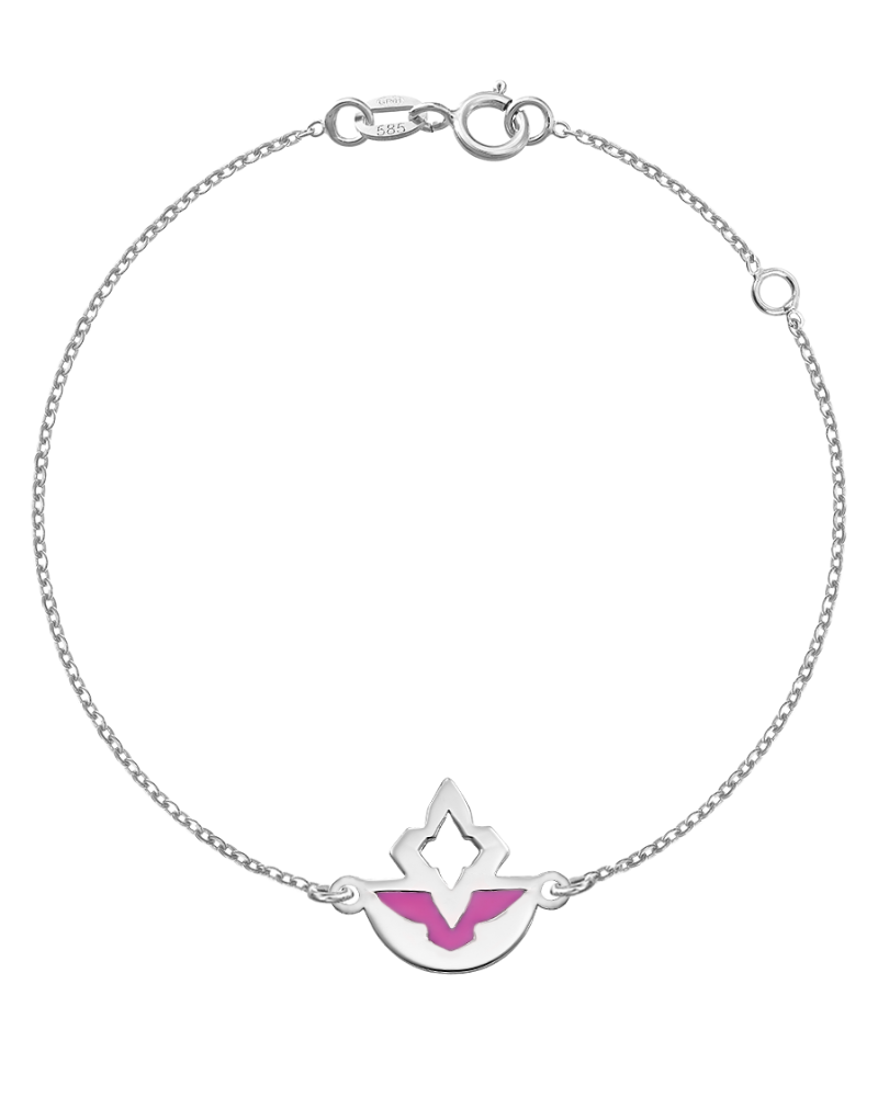 bratara-dama-aur-alb-email-colorat-roz