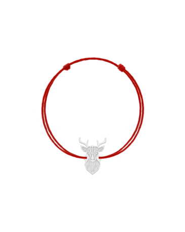 Bratara CERVUS, Aur Alb 14K pe snur