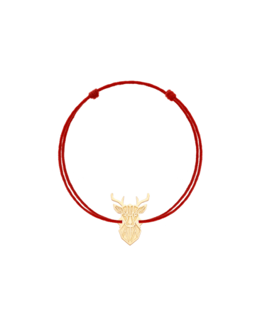 Bratara CERVUS, Aur Alb 14K pe snur