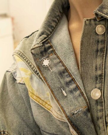 Brosa OCEAN FLOWER pentru sacou / palton, Argint Rodiat