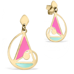 cercei-art-nouveau-aur-galben-email-colorat