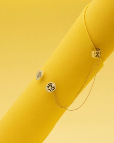 Cercei set CALAUZA ear cuff, Aur Alb 14K