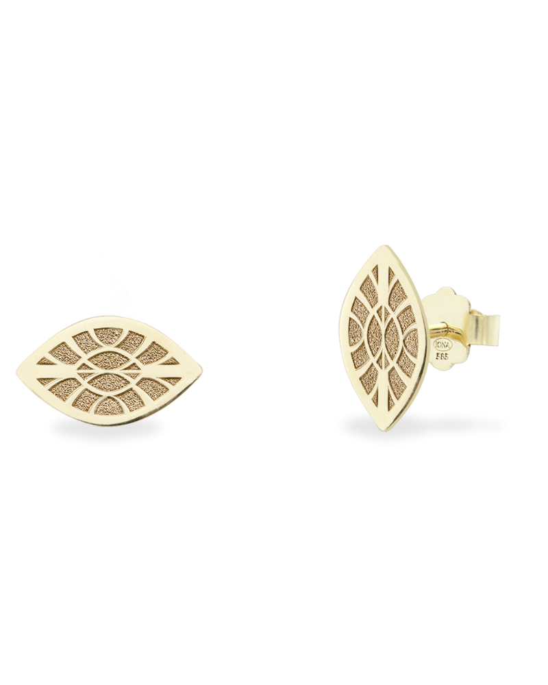 Cercei pe lobul urechii THE EYE, Aur Alb 14K