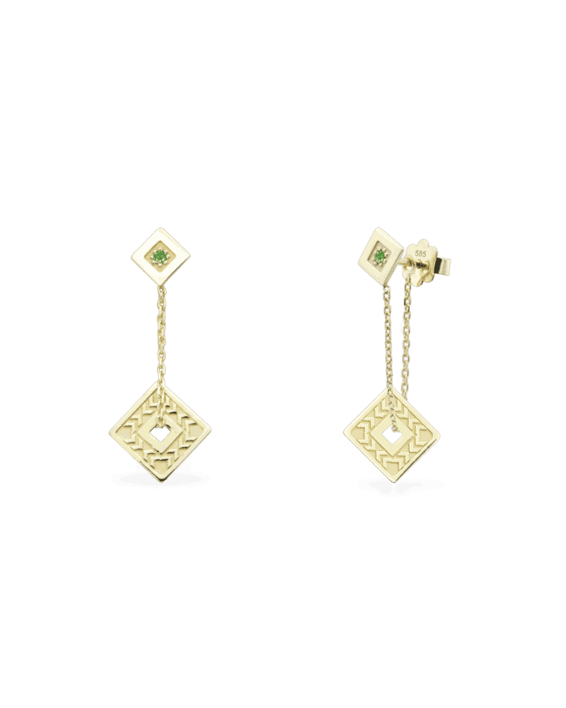 cercei-modele-romanesti-aur-galben-diamante-verzi