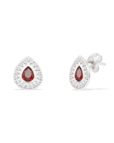 Cercei BYZANTINUM cu Rubine si Diamante Naturale, Aur Alb 14K