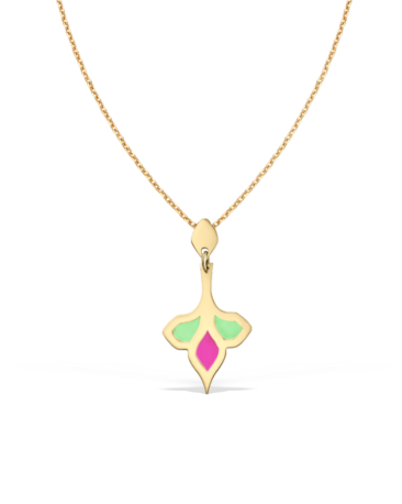 colier-floare-aur-galben-email-colorat-albastru