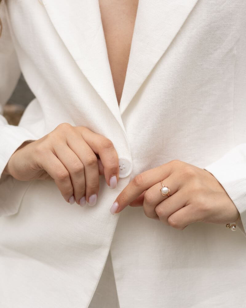 Inel cu perla veritabila de cultura JASMINE GARDEN, Aur Galben 14K