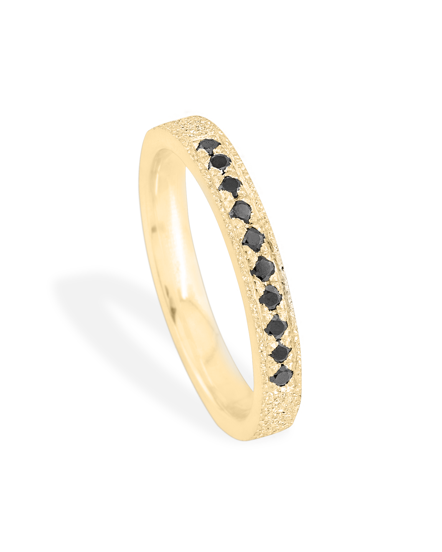 Inel stralucitor BLACK SPARKLE cu 10 Diamante Naturale Negre, Aur Alb 14K