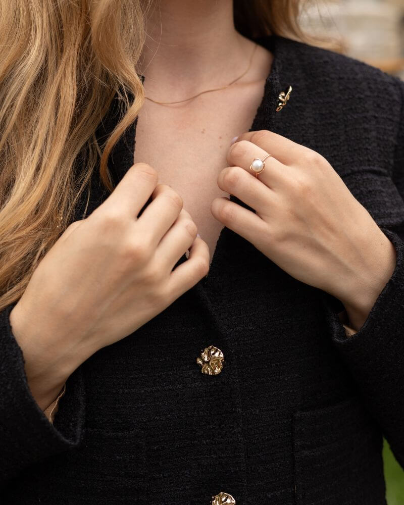 Inel cu perla veritabila de cultura JASMINE GARDEN, Aur Galben 14K