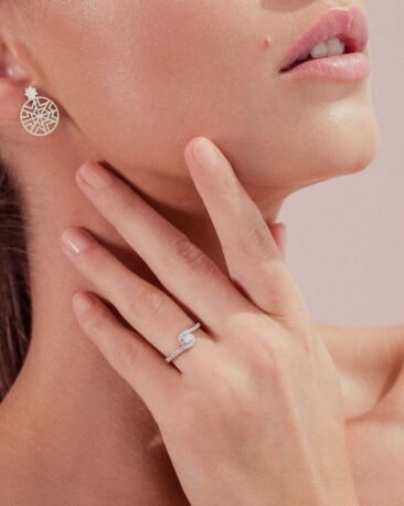 Inel cu diamante ODE TO JOY, aur alb 14k
