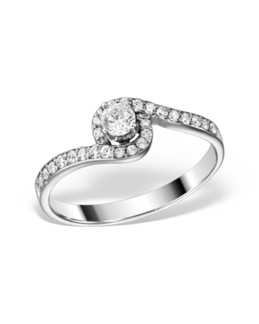 Inel cu diamante ODE TO JOY, aur alb 14k