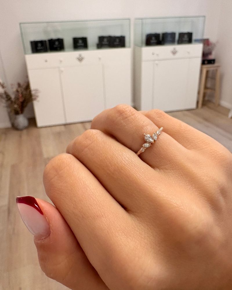 Inel de logodna MARQUESA cu Diamante Naturale, Aur Galben 14K