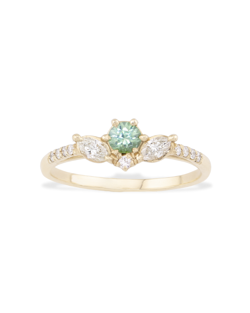 inel-logodna-diamante-safir-verde-aur-galben