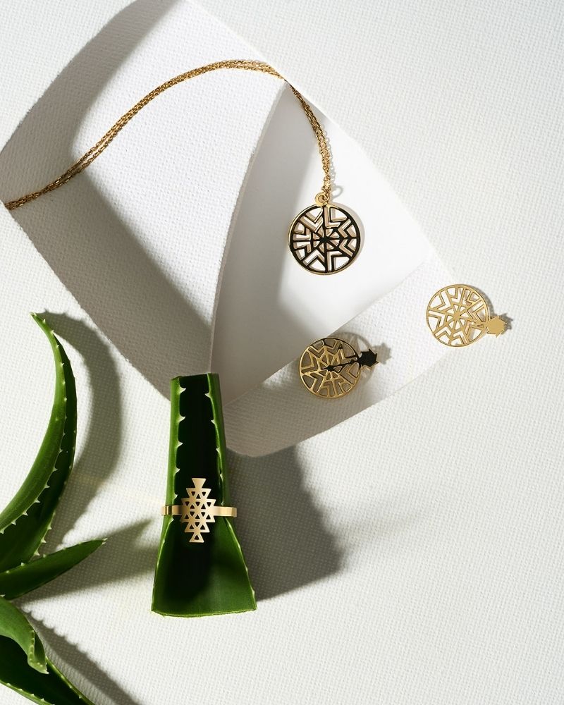 set-bijuterii-dama-aur-motive-aztece