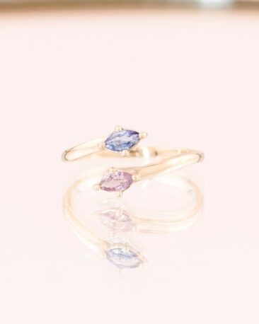 Inel Tip Toi et Moi cu Safire Pastel, Aur Galben 14K