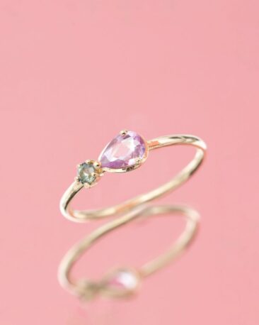 Inel CAN I CALL YOU ROSE cu Safire Naturale, Aur Galben 14K