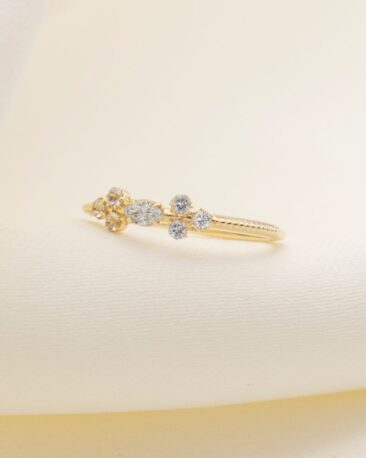 Inel de Logodna LOVE'S DIVINE cu Diamant si Safire Naturale, Aur Galben 14K