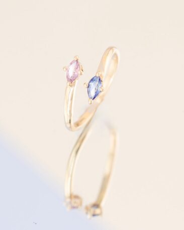 Inel Tip Toi et Moi cu Safire Pastel, Aur Galben 14K