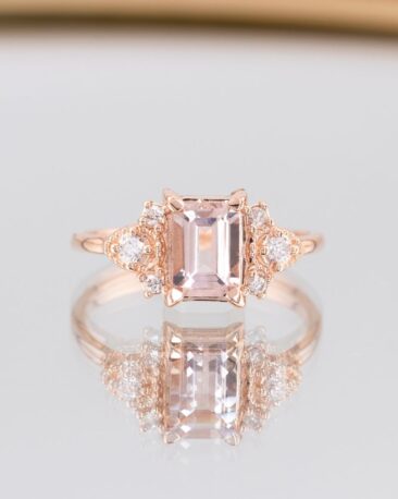 Inel THE DUCHESS cu Morganit si Diamante Naturale, Aur Roz 14K