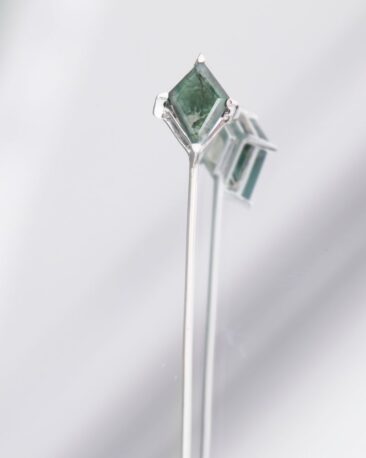 Brosa CLOSE TO MY HEART cu Agata Moss, Aur Alb 14K