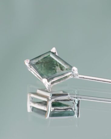 Brosa CLOSE TO MY HEART cu Agata Moss, Aur Alb 14K