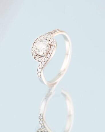 Inel de logodna ODE TO JOY cu Diamante Naturale, Aur Alb 14K