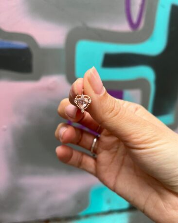 Pandantiv ANGEL cu Morganit si Diamante Naturale, Aur Roz 14K