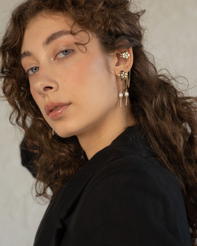 Cercei Lungi SICILIA INAMORATA cu Perle Veritabile de Cultura, Aur Galben 14K