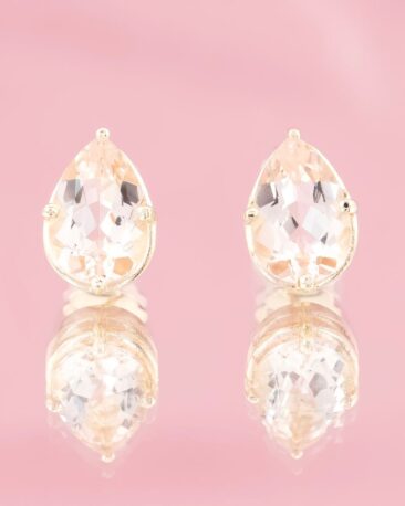Cercei DROPS OF HAPPINESS cu Morganite Naturale, Aur Galben 14K