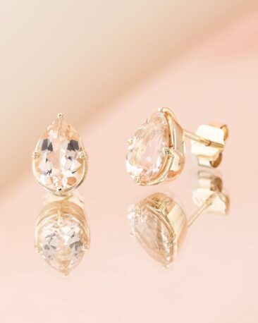 Cercei DROPS OF HAPPINESS cu Morganite Naturale, Aur Galben 14K