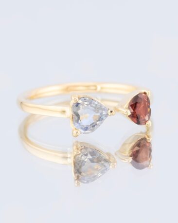 Inel THAT’S AMORE cu Safire Naturale Inimioare, Aur Galben 14K