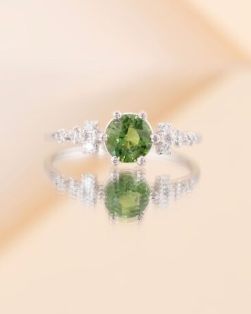 Inel de Logodna PRIMAVERA cu Safir si Diamante Naturale, Aur Galben 14K