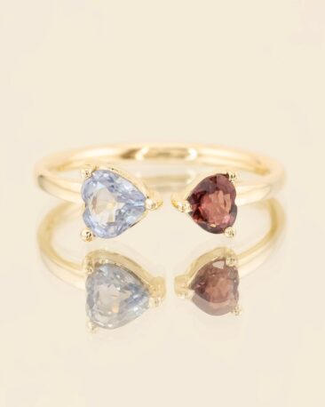 Inel THAT’S AMORE cu Safire Naturale Inimioare, Aur Galben 14K