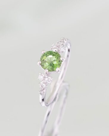 Inel de Logodna PRIMAVERA cu Safir si Diamante Naturale, Aur Galben 14K