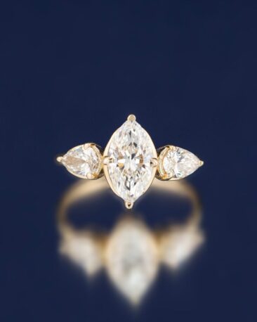 Inel LA SERPIENTE AZUL cu Safire si Diamante Naturale, Aur Alb 14K