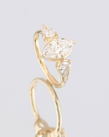 Inel LA SERPIENTE AZUL cu Safire si Diamante Naturale, Aur Alb 14K