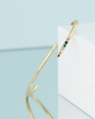 Bratara Fixa LUMINIS cu Safire Naturale, Rubin Natural si Smarald Natural, Aur Galben 14K