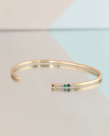 Bratara Fixa LUMINIS cu Safire Naturale, Rubin Natural si Smarald Natural, Aur Galben 14K