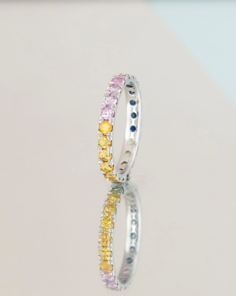 Bratara Fixa LUMINIS cu Safire Naturale, Rubin Natural si Smarald Natural, Aur Galben 14K