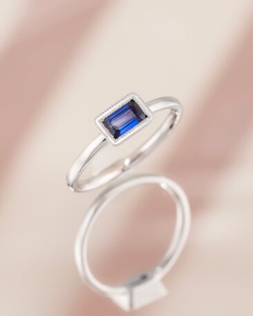 Inel ARIA cu Safir Natural Albastru, Aur Alb 14K