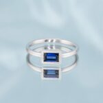 Inel ARIA cu Safir Natural Albastru, Aur Alb 14K