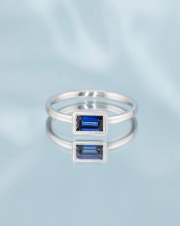 Inel ARIA cu Safir Natural Albastru, Aur Alb 14K