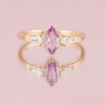 Inel de logodna SERAPHINE cu Safir Natural Roz si Diamante Lab-grown, Aur Galben 14K