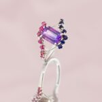 Inel de logodna MARY cu Safire Naturale Superbe, Aur Alb 14K