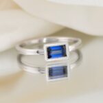 Inel de logodna MARY cu Safire Naturale Superbe, Aur Alb 14K