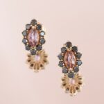 Cercei midnight roses unicati din aur galben 14k cu diamante si safire naturale.