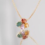 Colier unicat andreea's dreams cu aur galben 14k cu safire si alexandrit natural, realizati in atelierul IONA.